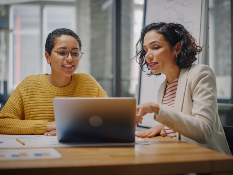 Female professionals working on a laptop