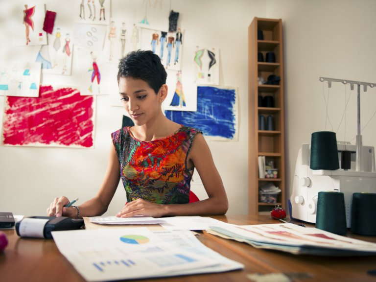Female professional working at a desk